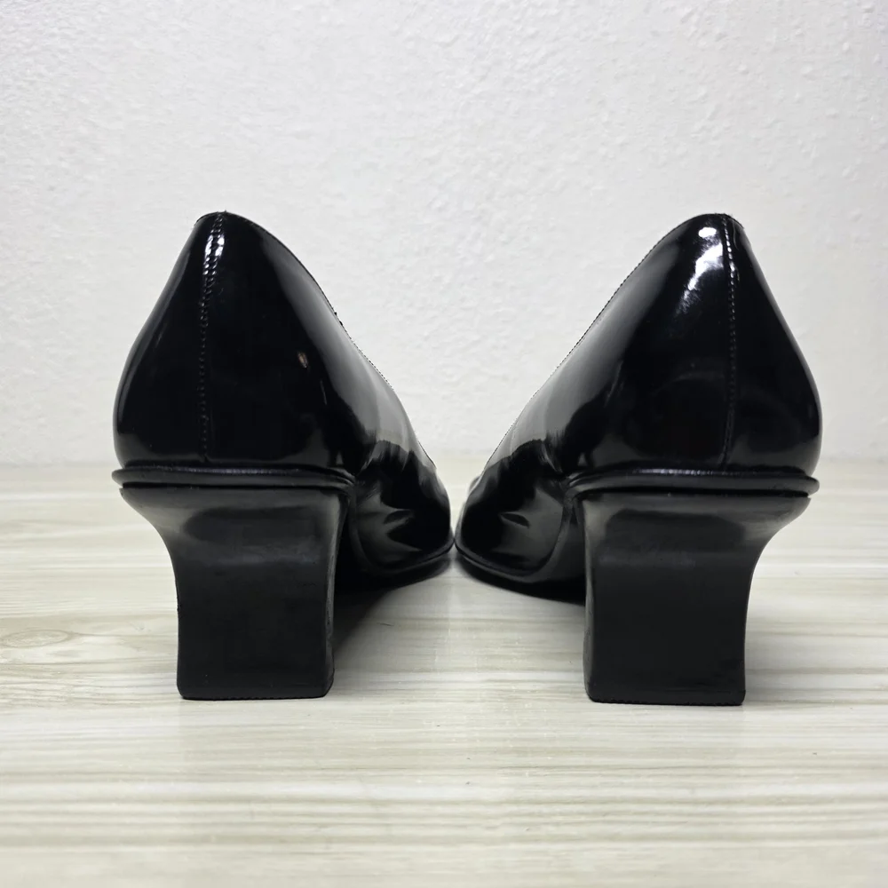 Prada Black Leather Mid Heel Pumps, Size 8 38½